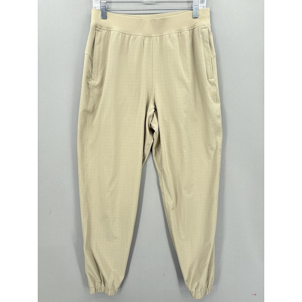 Lululemon Pants Womens 8 Beige Perforated Jogger Elastic Waist Ankle Zip Adapted